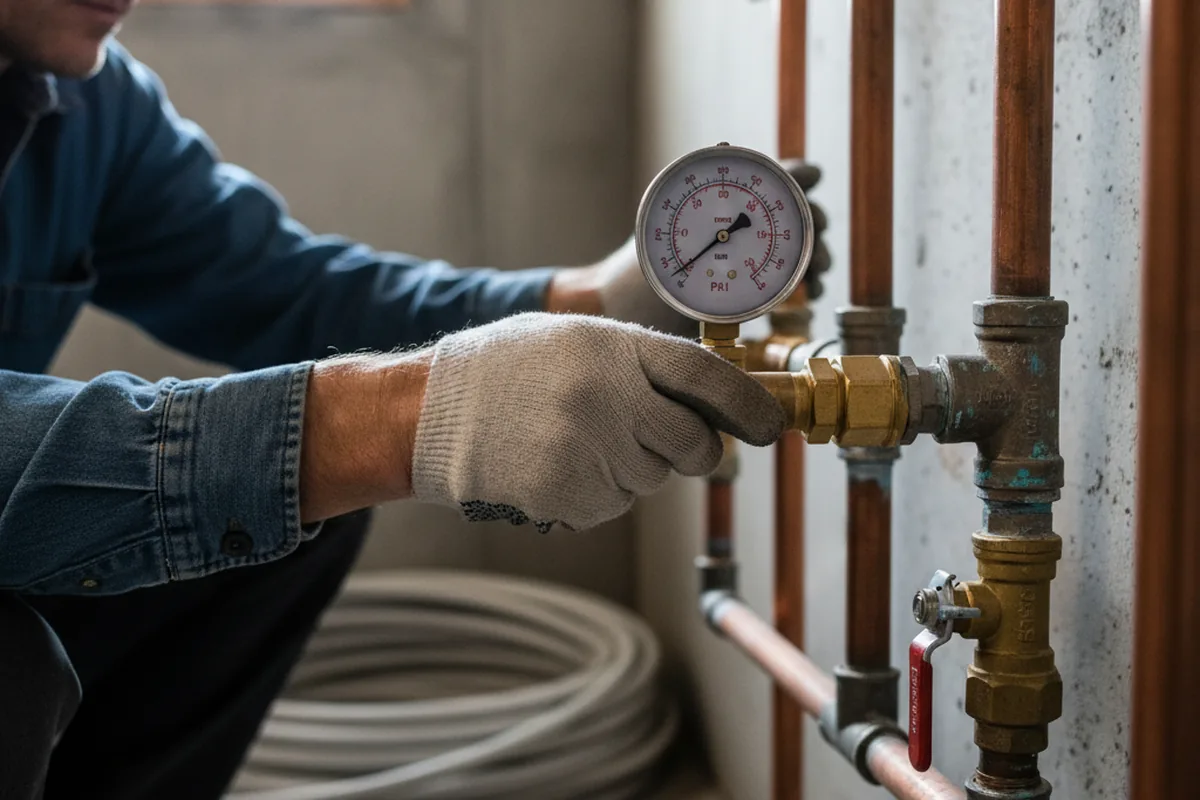 Pressure testing a repaired line during Water Line Repair in Lockhart